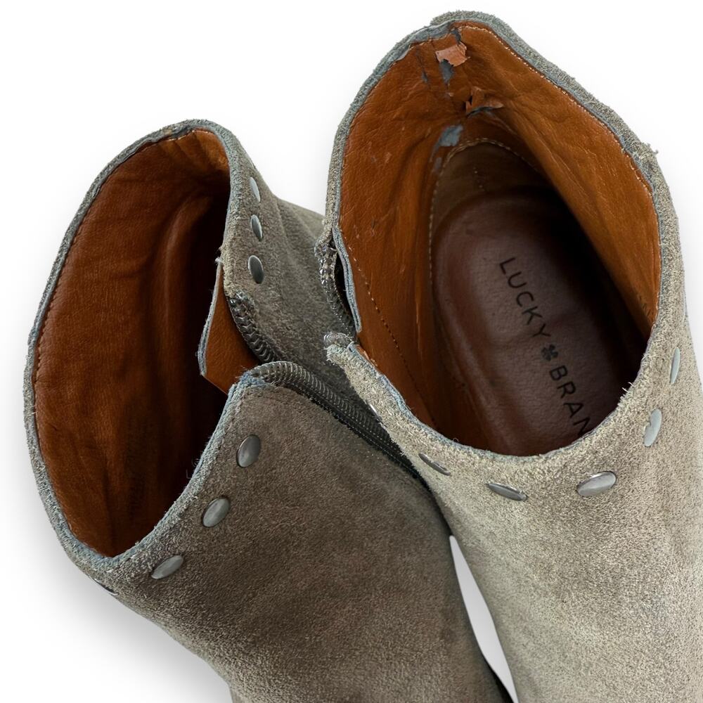 LUCKY BRAND tan suede studded cowgirl western boots - Picture 8 of 16